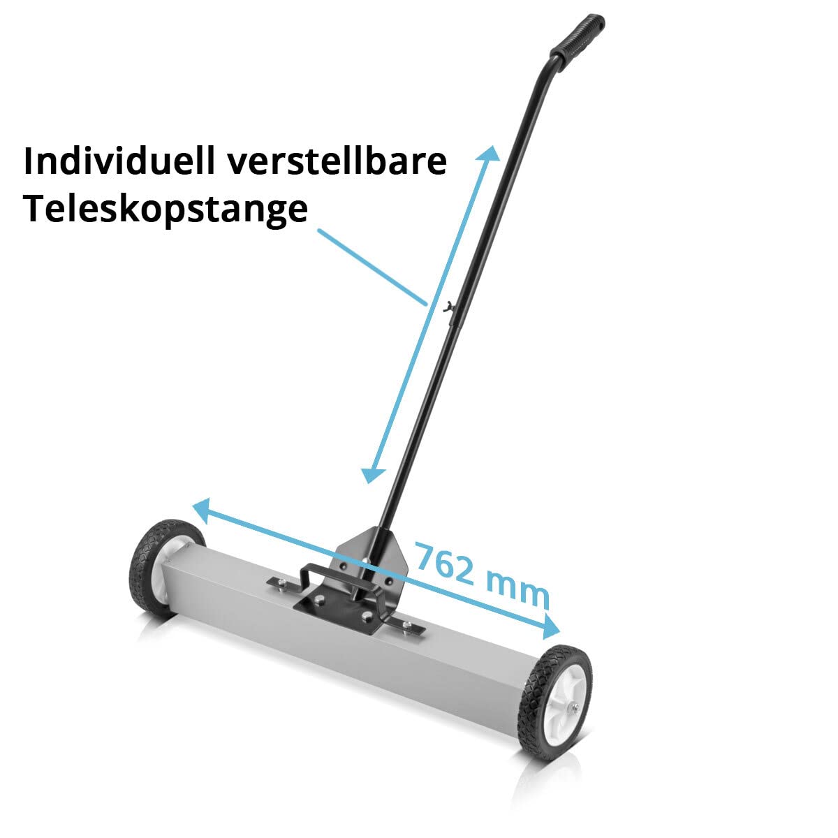 STAHLWERK Magnet-Bodenkehrer MBK-30 ST mit 762 mm Breite und 20 kg Fassungsvermögen, Magnetbesen/Spänesammler/Magnetische Kehrmaschine für Metallspäne Schrauben und andere magnetische Kleinteile