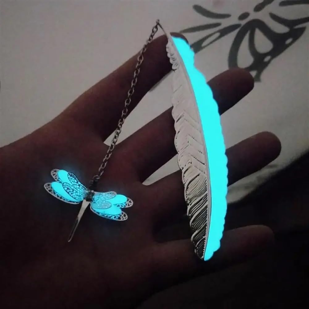 Segnalibri luminosi in metallo con piuma e ciondolo drago volante vintage segna libro per insegnanti regalo bellissimi accessori per libri (* 10)