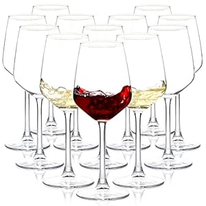 Wine Glasses Set of 12, 12oz Clear Red/White Wine Glasses, Long Stem Wine Glasses for Party, Wedding and Home