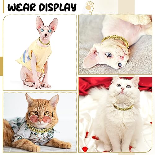 Image of LEIFIDE Dog Chain Collar Diamond Link Puppy Collar 12 mm Wide Dog Necklace Metal Cat Chain Pet Crystal Necklace Jewelry Accessories for Small Medium Large Pet(8 Inch,Gold, AB Color)