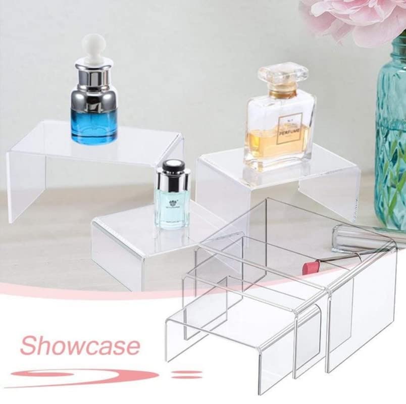 CrazyInk Acrylic Display Risers, Jewelry Display Riser Shelf Showcase Fixtures (Small Set, Clear) Crazyink-239 4