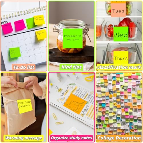 Image of 35 Pack Sticky Notes Bulk 3x3 Inch 5 Bright Colors Colorful Memo Pads