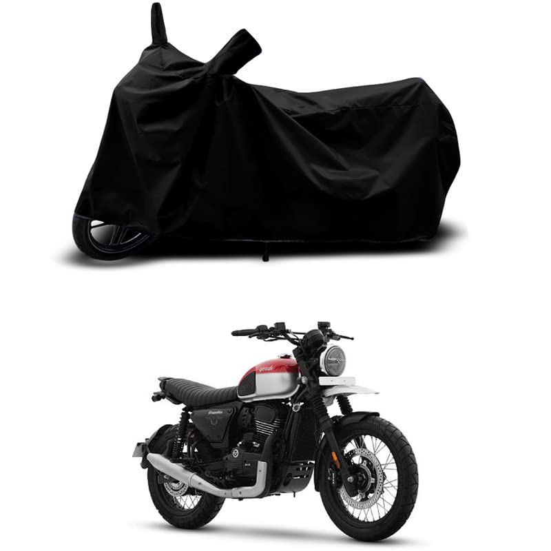 Image of 100% Scratchproof /UV-Rays /Heat Protection /Birds Dropping /Water Resistant /Dust Proof /Waterproof /Full Bike Scooty Two Wheeler Body Cover Compatible for Yezdi Scrambler All Varients[Black]