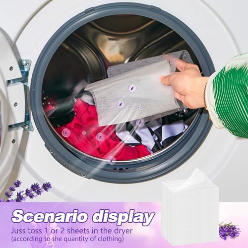 Image of 600 Count Dryer Sheets Bulk Fabric Softener Lavender Scent Dryer Sheets Naturally Softens and Removes Static Cling, Ideal for Large Households, Sensitive Skin