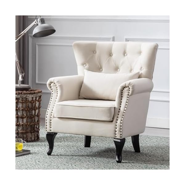   chairus-Mid-Century-Modern-Accent-Chair-Comfy-Tufted-Single-Sofa-Chair-Wingback-Armchair-with-Pillow-for-Club-Living-Room-Bedroom-Linen-Beige