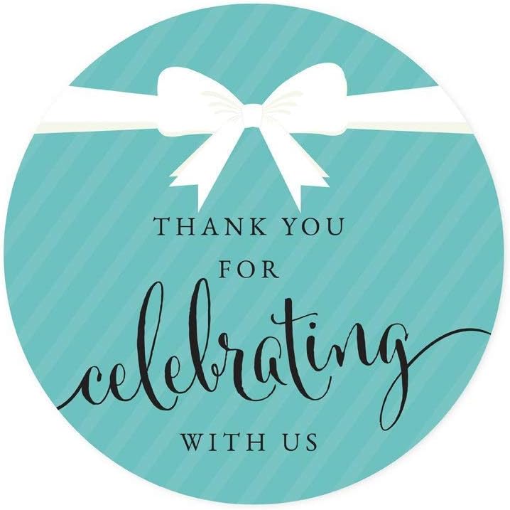 Andaz Press Round Circle Labels Stickers, Party & Co, Thank You for Celebrating with US, 40-Pack, for Themed Party Favors, Gifts, Decorations Thank You Stickers