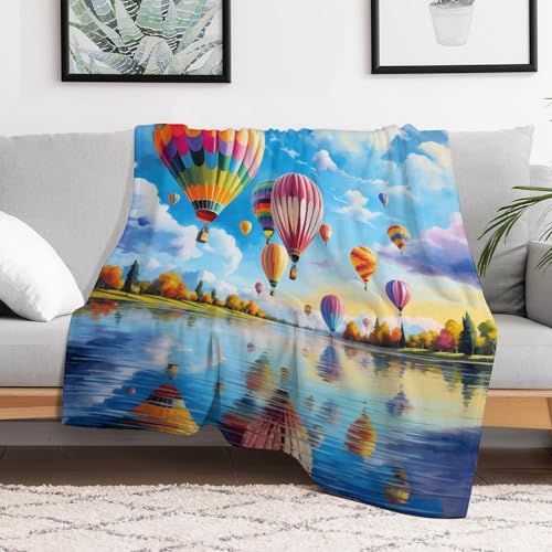 Couverture polaire montgolfière douce et légère pour lit et canapé de taille 180x200cm