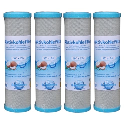 Aktivkohlefilterset 10'x2,5' in 5µ Aktivkohleblock Wasserfilter Schadstofffilter Osmosefilter Wohnwagenfilter Hausfilter Vorfilter- 4 Stück