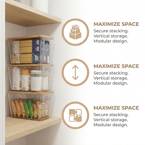 Trash Bag Dispenser ,Extra Large Trash Bag Holder Dispensers With Bamboo Lid,Multi-functional Pantry Organizers and Storage For Kitchen, Cabinet, Laundry Room, Pantry (Clear, XL-2PACK) - Image 6