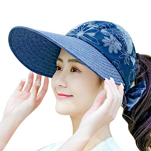 Visor Damen Sonnenhut mit Schirm Sonnenvisor Faltbare Schirmmütze UPF 50+ Strandvisor Outdoor Sonnenmütze mit Blumen Schleife Sommerhut Blau Damenvisor Sommer Visier Hut für Freizeit Reise Sport Visor Damen Sonnenhut mit Schirm Sonnenvisor Faltbare Schirmmütze UPF 50+ Strandvisor Outdoor Sonnenmütze mit Blumen Schleife Sommerhut Blau Damenvisor Sommer Visier Hut für Freizeit Reise Sport