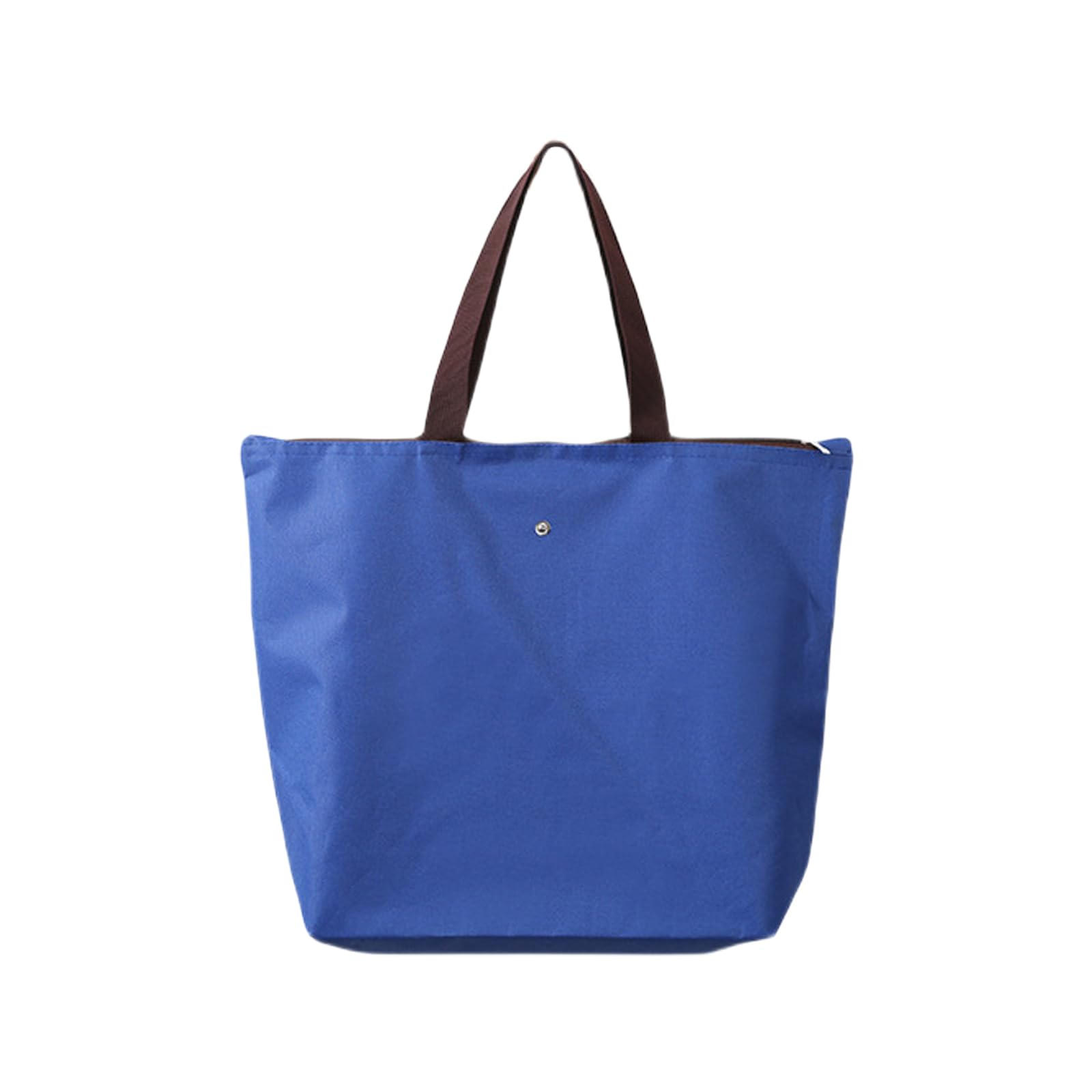 INCAUCA Reusable Grocery Tote Bag Foldable, Large Shoulder Tote Bag for Women Work with Zipper, Oxford Cloth Waterproof Shopping Beach Handbag for Gym Travel Vacation Overnight, Blue