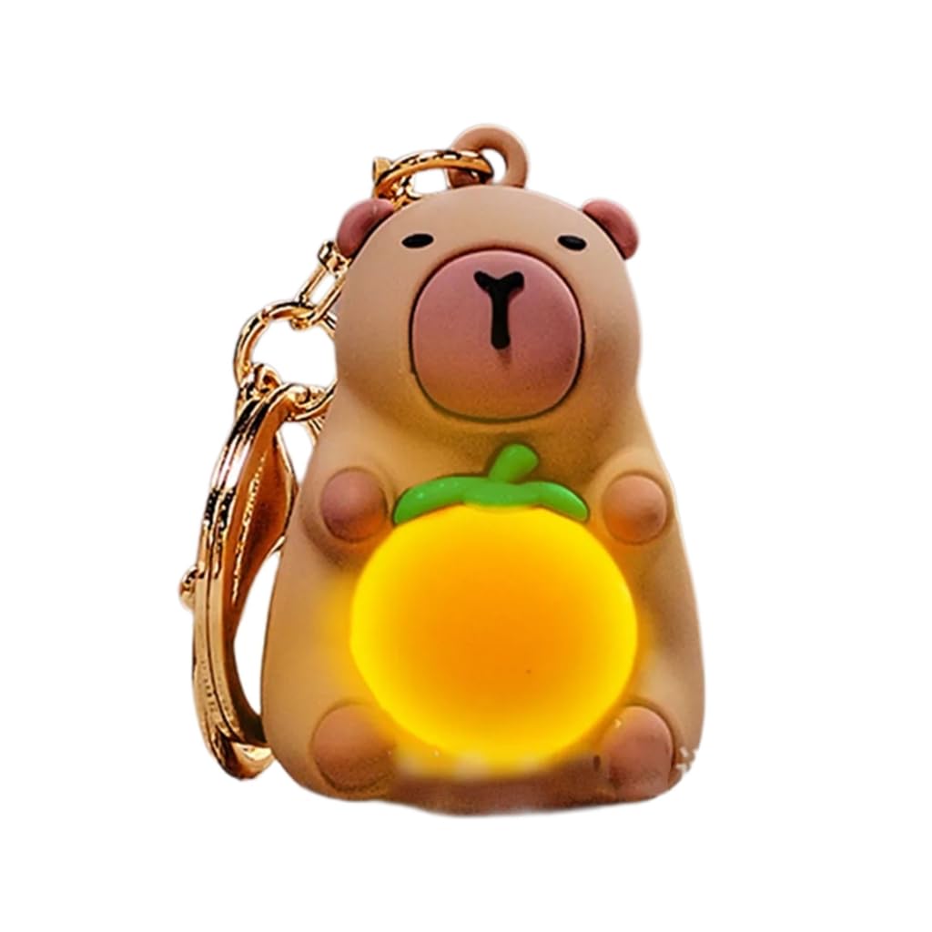 Hinayosan Unisex Khaki Keychain Keyrings For Women Girls, Practical Capybara Keychain Charm Portable Orange Light Capybara Keychain Delicate Key Rings Adornment For Key Bag