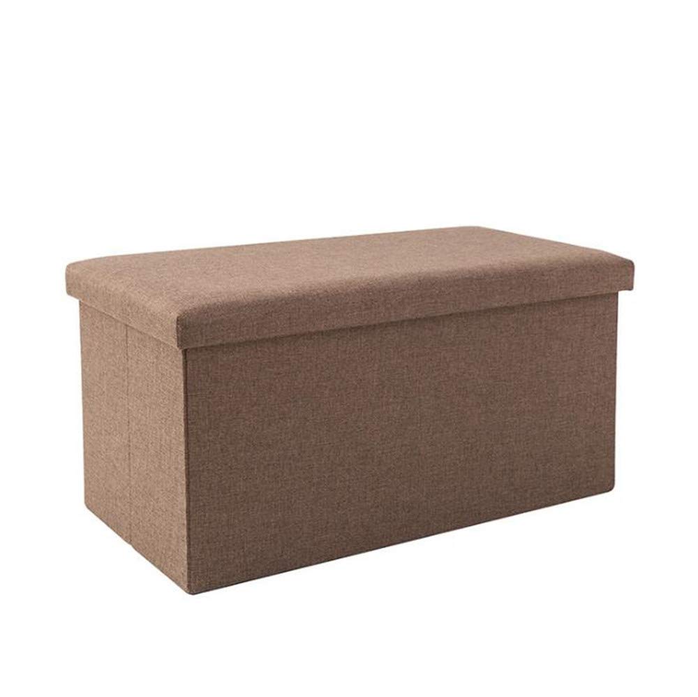 Banc ottoman de rangement en lin vert et marron pour salon