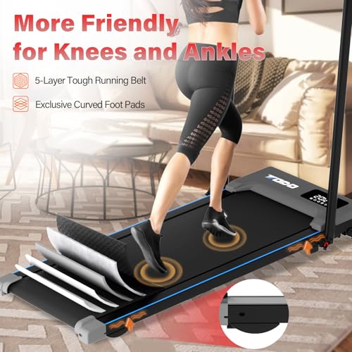 TODO Walking Pad with 4 levels Incline, 2 In 1 Under Desk Treadmill for Home, 1-12km/h, 2.5HP Foldable Treadmill with APP, Speaker, LED Display, Running Machine - Image 8