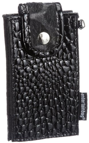 Poodlebags entertainbag - Croco - Smartphone Case de Charol Mujer, Color Negro, Talla 7x13x2 cm (B x H x T)
