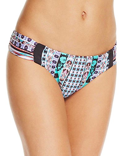 Nanette Lepore Women's Side Shirred Hipster Bikini Swimsuit Bottom, Multi/Kimono Patchwork, Medium