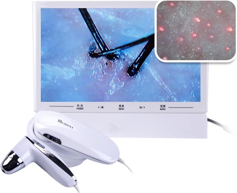 Skin Scalp Analyser, 11 Inch HD LCD Screen Microscope Tester with 50X 200X HD Lenses,Skin Health Analyzer, Skin Detector Facial Skin Moisture Detector Tester