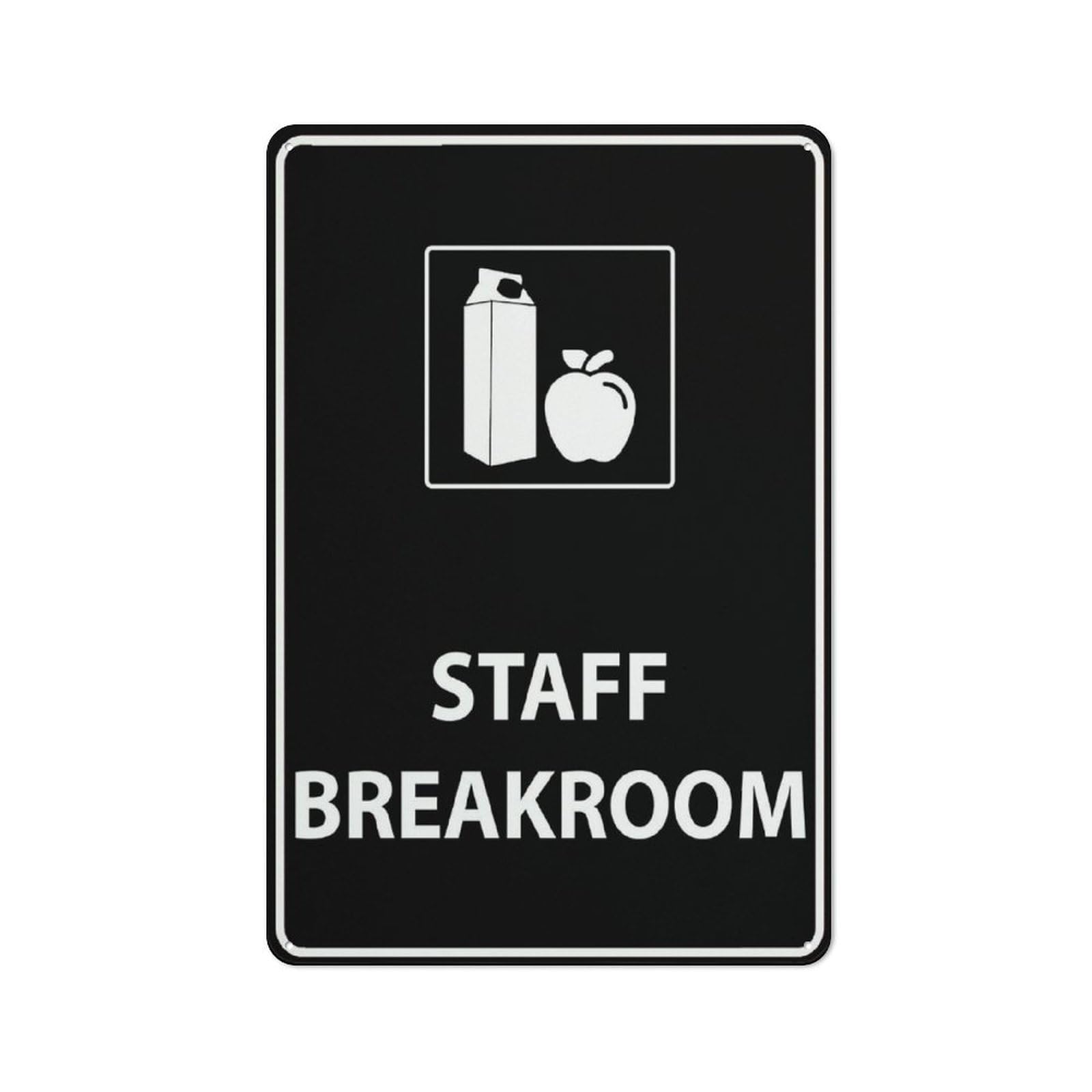Staff Breakroom Sign 12 X 8 Inch Metal Sign, Rustproof Aluminum, Multicolor