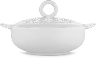 Alessi Dressed for X-mas Mini Cocotte con Coperchio Decorato a Rilievo, Ceramica, Bianco, 15.50x12.20x8.60 cm