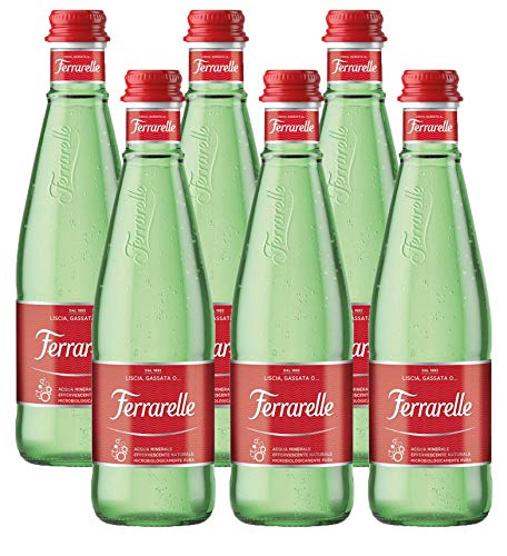 Ferrarelle Sparkling Water, Natural Mineral Water, 11.2 Oz Glass Bottle (6 Pack, Total of 67.2 Oz)