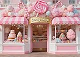 DePhoto 7x5FT Candy Shop Backdrop Candy Princess Dessert Shop Background for Children's Party Baby Shower Donut Ice Cream Table Decoration Vinyl