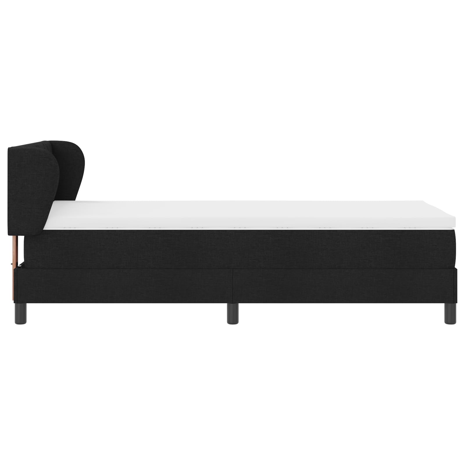 Cama con somier con colchón de 100 x 200 cm en tejido negro, núcleo de muelles ensacados de resistencia media, soporte para dormitorio moderno, transpirable y resistente