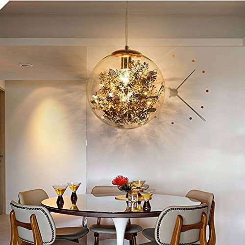 Chandelier LED suspendu boule de verre luminaire moderne pour table bar
