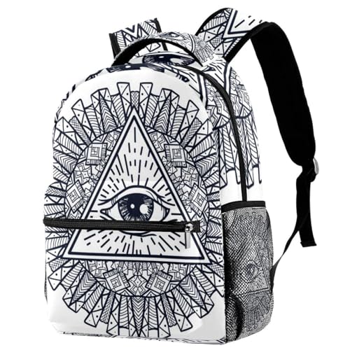 Sac à dos d'école multicolore œil qui voit tout pour fille et garçon