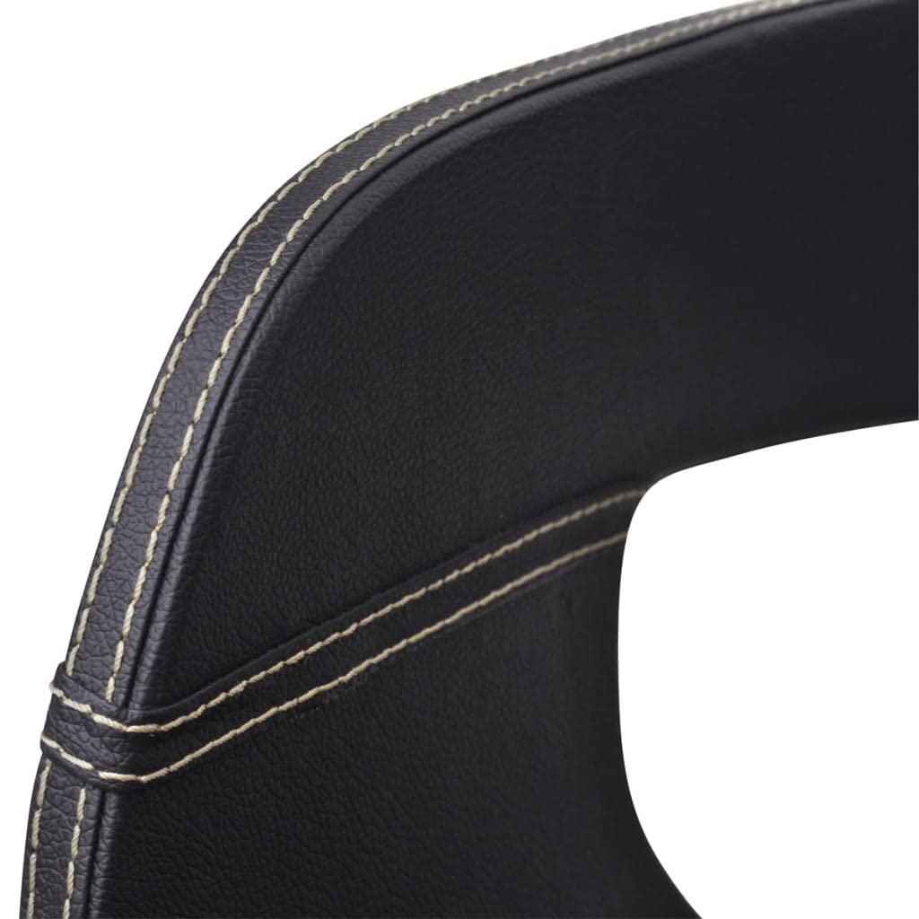 Krzesła do jadalni 4 szt. czarna rama z drewna łukowego i obicie ze sztucznej skóry, ergonomicznie wyściełane podłokietnikami, wysokość siedziska 50 cm, nowoczesne wzornictwo do kuchni, salonu