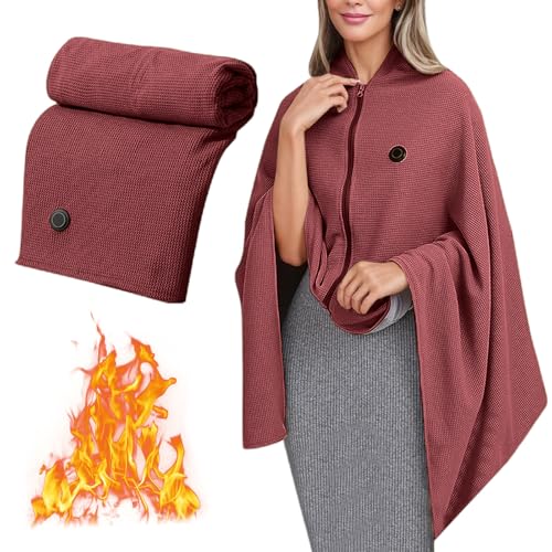 portable heated shawl with USB Waffle Knit Zip Up shawl Warps heated blanket Soft Fast Heating three temp settings