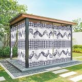 Rooster Outdoor Curtain for Patio Waterproof, Cock Chicken Farm Vintage Plaid...