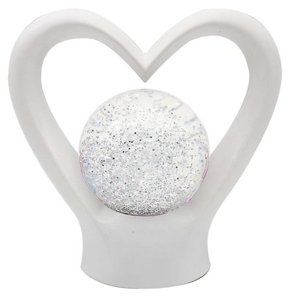 Lesser & Pavey White Glitter Heart Lamp | Lovely Gift for Your Loved Ones | Living Room Décor Night Lamp | Decorative Night Lights for Home & Office — image 1