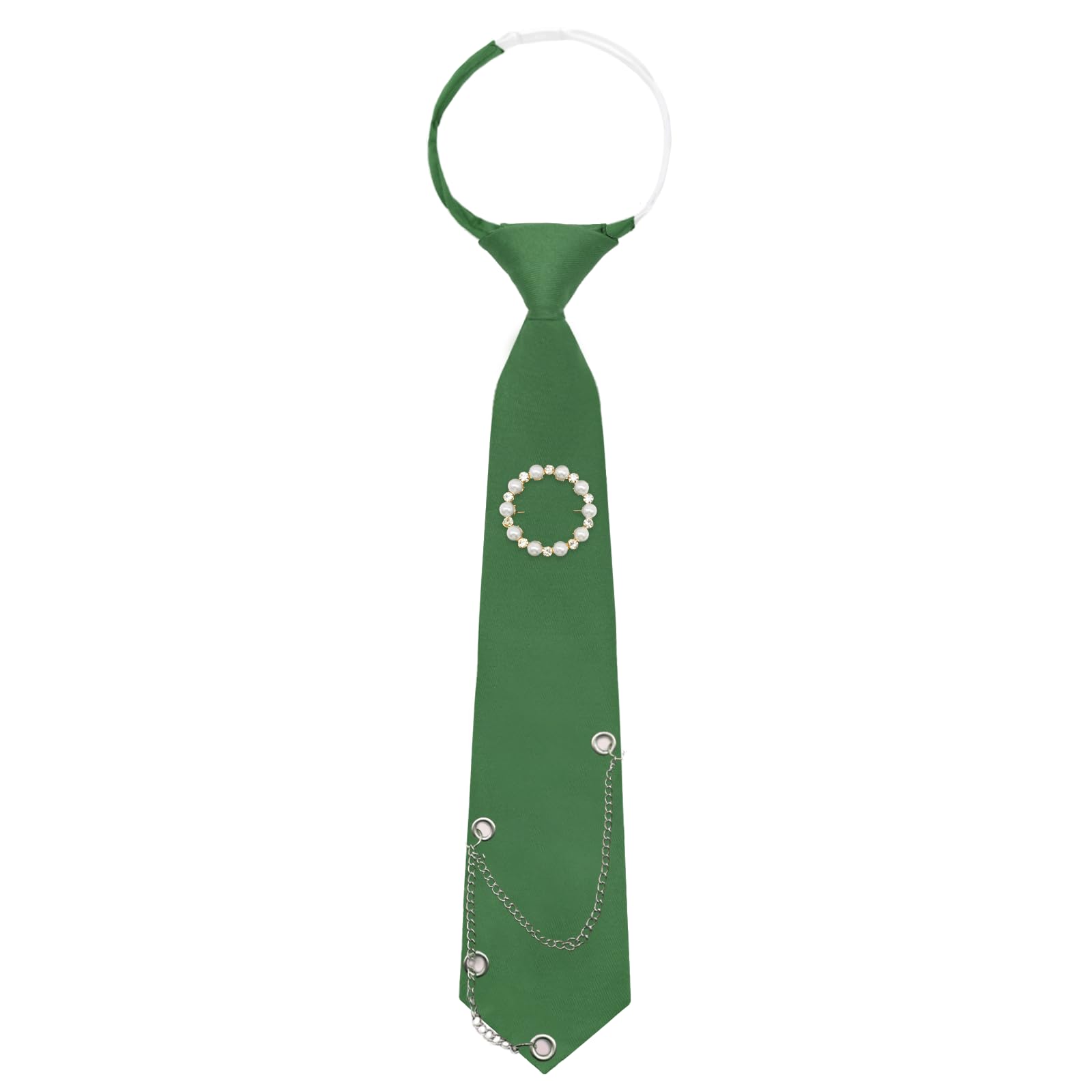 Womens Tie, Pre-tied Neck Ties with Artificial Pearls Accessory