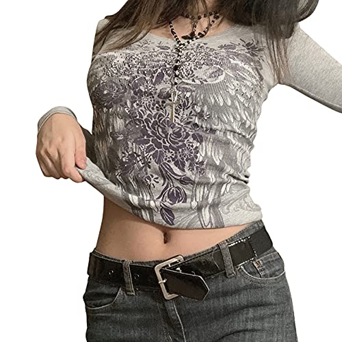 Image of Grunge Clothes for Women Y2K Tops Long Sleeve Fairy Grunge Aesthetic Shirts Teen Girls Vintage Graphic Tees Fall