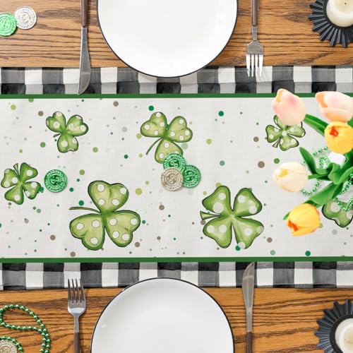 Siilues-St-Patricks-Day-Table-Runner-Buffalo-Plaid-St-Patricks-Day-Decoraions-Green-Shamrock-Seasonal-Spring-Holiday-Table-Decorations-for-Indoor-Outdoor-Dining-Table-Decor-13-x-120 Siilues St Patricks Day Table Runner Buffalo Plaid St Patricks Day Decoraions Green Shamrock Seasonal Spring Holiday Table Decorations for Indoor Outdoor Dining Table Decor 13 x 120