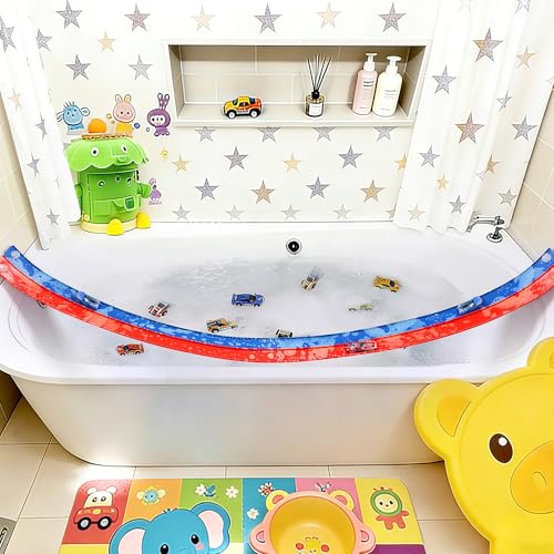 Image of Flexible Race Car Track 6.5 Ft Starter Set with Suction Cups Diecast 1 /64th Car for Ages 3 & Up Track Long Rolls Up Portable (6.5Ft Blue&Red)