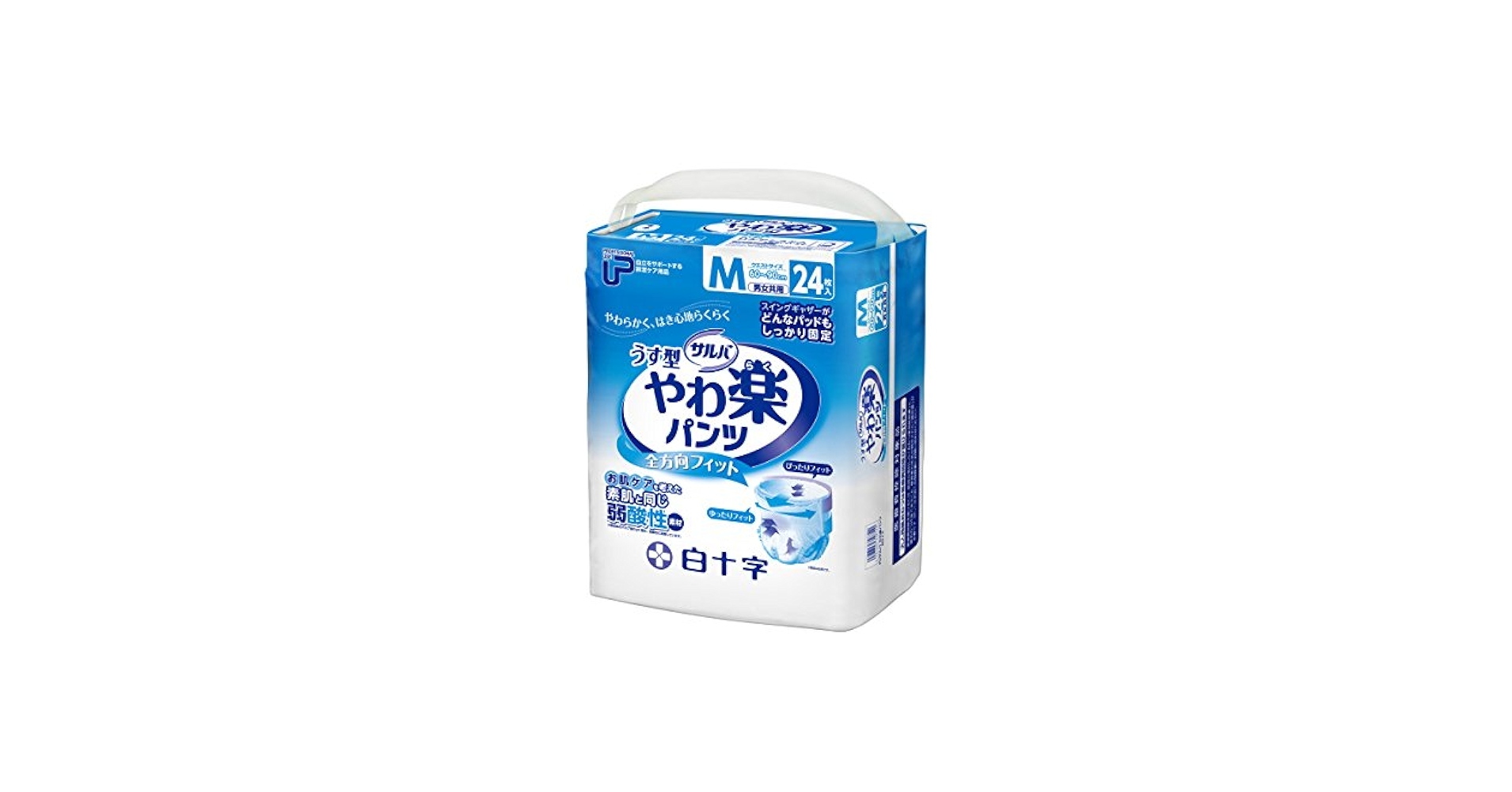 うす型やわ楽パンツ Mサイズ 24枚入り×８個セット　２回吸収／白十字サルバ soukai_4987603358430