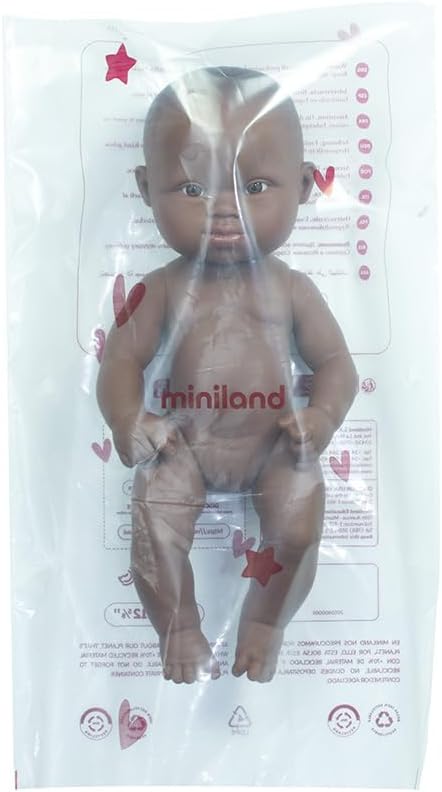 Miniland Realistic Baby Doll with Anatomically Correct Features, Reborn Baby Dolls, Cute Scented Body with Vanilla Perfume, Comes in Polybag, 12 5/8 inches Tall | African Girl with Down Syndrome