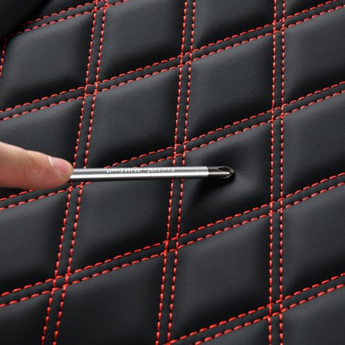 Image of Huidasource Rear Seat Cover, Nappa Leather Back Seat Cover Velcro Adjustable, Compatible with Armrests, Seat Belts, Child Safety Seats, Fit for Most Cars SUVs Trucks (Back Row /Black&Red)