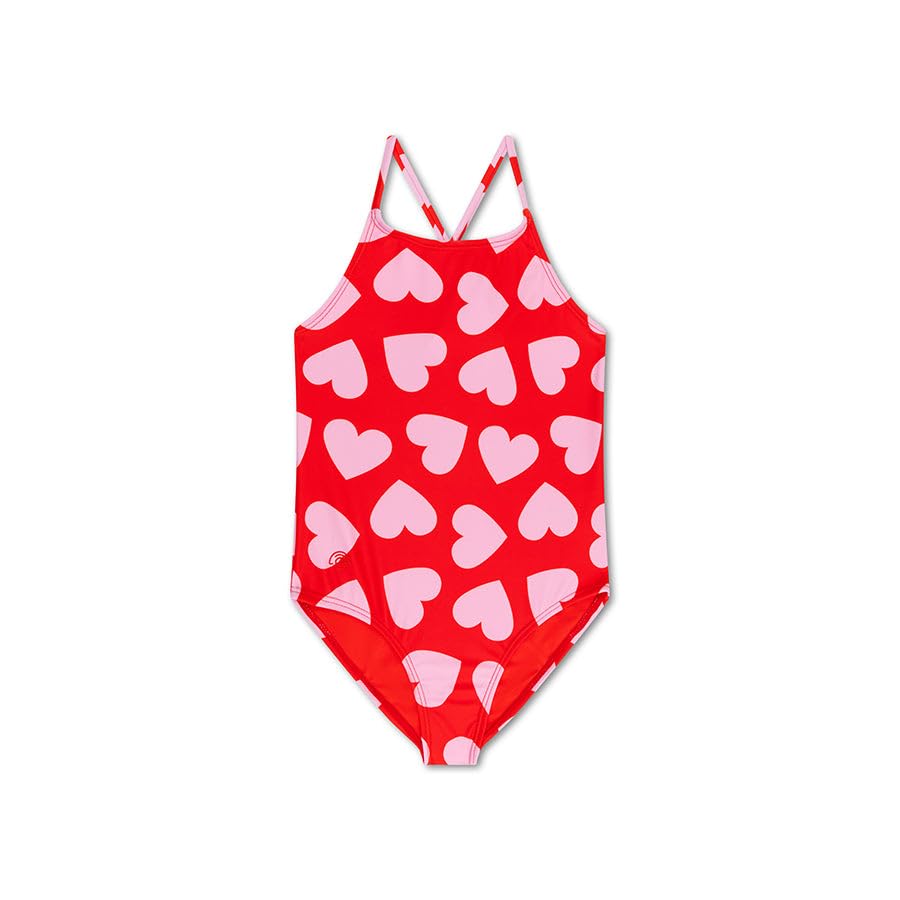 Swim Essentials | Bañador UV Rojos con Estampado Corazones