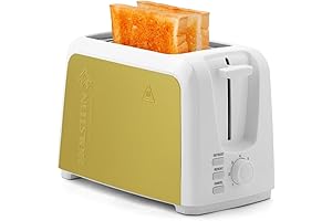 Holstein Housewares 2-Slice White and Gold Toaster - Toasting Made Elegant