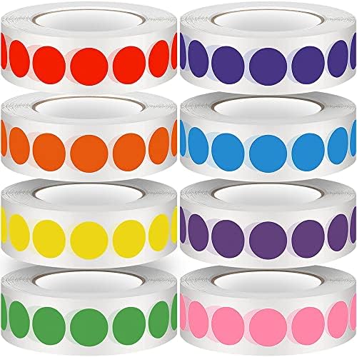 8000 PCS 1/2 Inch Round Dot Stickers Color Coding Labels,Colorful Coding Label Sticker for File Classification,Mark Key Points,Coloring,Student Classroom,Office,Organizing.