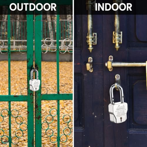 Image of Link Atoot Extra 70mm Padlocks 5Pcs Set | 1 Crore Key Combinations | Stainless Steel Body | Hardened Shackle | 9 Brass Levers | Made in India | 3 Silver Keys with Keychain | 3Kyes for Each Padlock