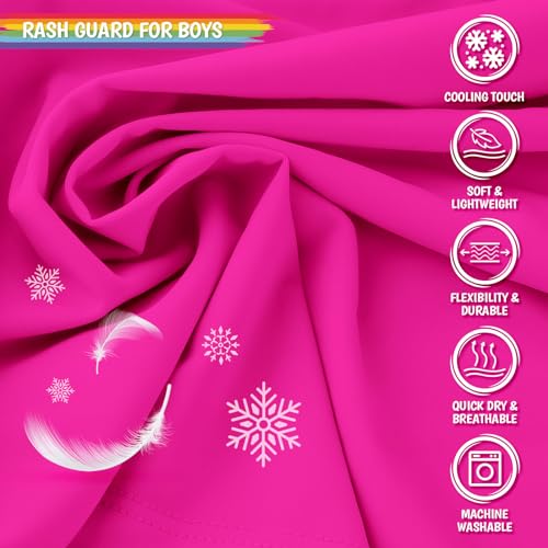 Image of Boy's UPF 50 Rash Guard Swim Shirts Short Sleeve Sun Protection SPF Fishing Surfing Water Beach Shirts Quick Dry