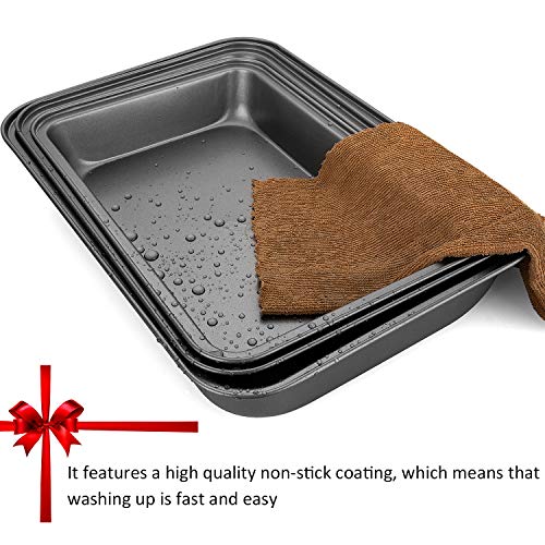 STARVAST Non Stick Oven Baking Trays, 3 Pieces Carbon Steel (PFOA Free) Roasting Tins Pans - Black - Image 5