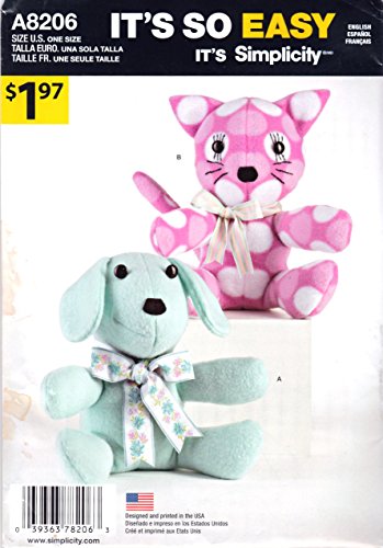Patron de couture Simplicity 8206 pour vêtements animaux chien et chat en taille unique