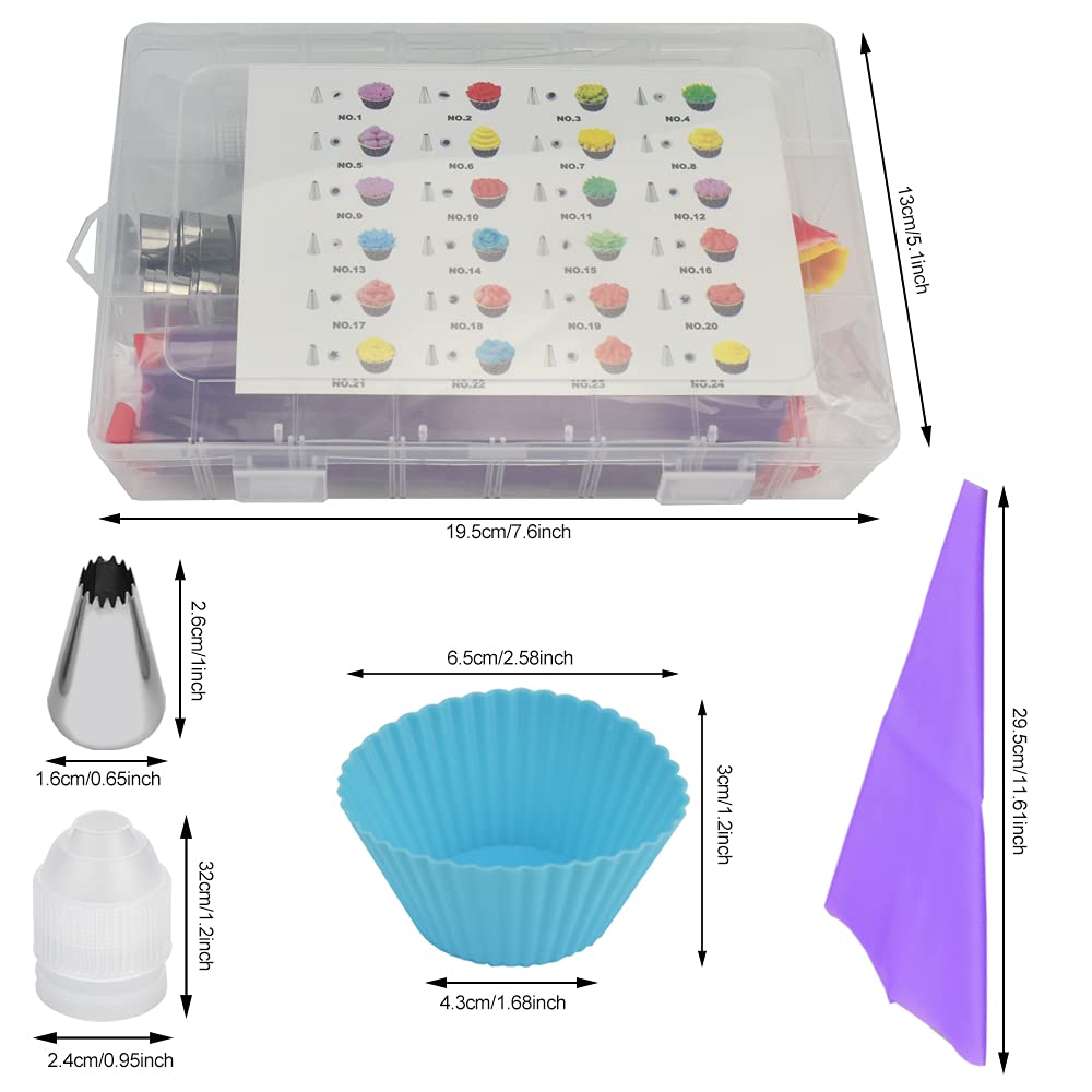 HOTERB 57 Douilles Pâtisserie,Poche à Douille Silicone,Grattoir à Gateau,Coupleurs,Clous à Fleur,DIY Kits Pour Décoration De GÂteaux