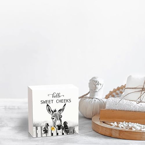 Miniatura 6 de Letrero decorativo con texto en inglés «Hello Sweet Cheeks», divertida decoración de baño para el hogar, hogar, baño, estante de baño, decoración de