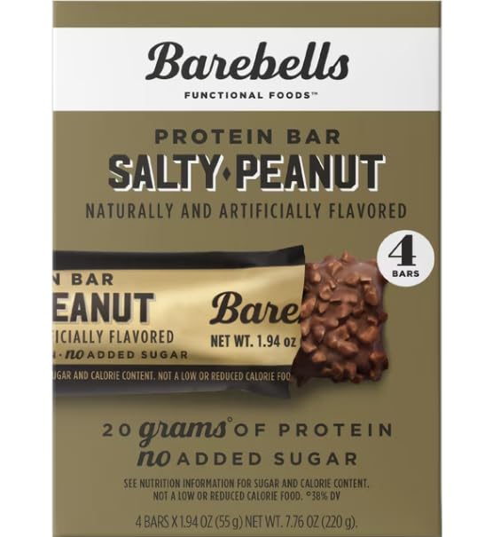 Bareballs Protein Bars with 20g High Protein, 1.9oz Bars, Salty Peanut - 4 Count