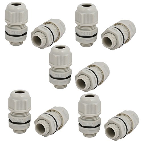 Aexit M16x1.5mm 2.4mm-3.4mm Transmission Nylon 4 Holes Adjustable Cables Gland Connector Gray 10pcs